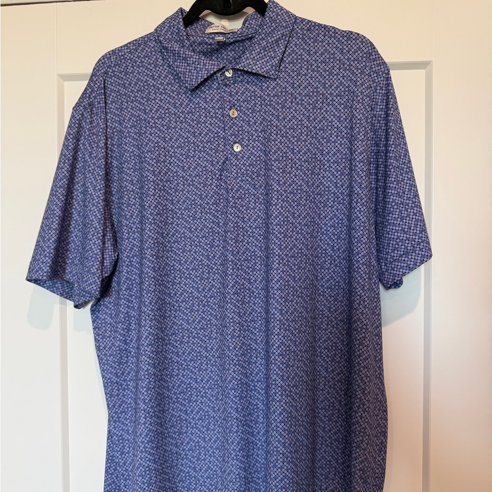 Peter Millar Navy Geometric Polo Shirt
